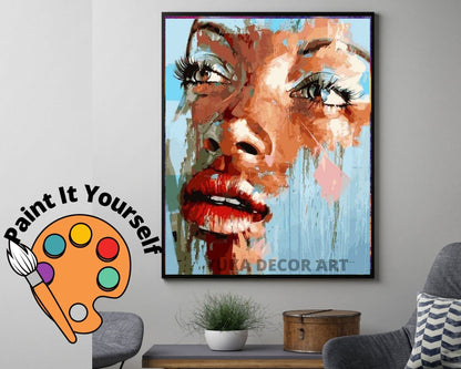 PAINT by NUMBERS Kit for Adults Easy DIY Art , Beautiful Woman Abstract Portrait, Adults Acrylic Painting Set - Home Wall Decor Gift