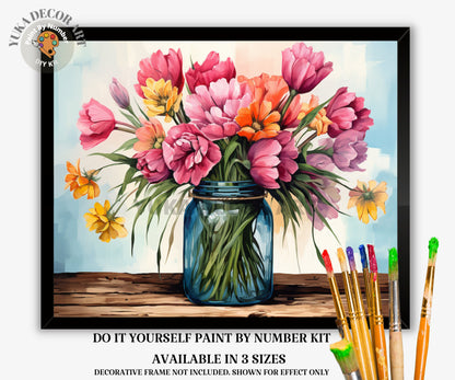 Rustic Floral PAINT by NUMBERS Kit  Diy Adults Spring Flowers Bouquet DIY Painting Easy Beginners Canvas Wall Art Christmas Gift Girlfriend