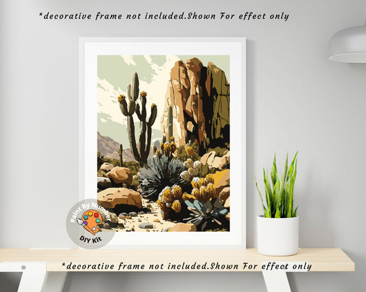 Rocky Mountain PAINT by NUMBER Kit Adult Arizona Desert Landscape Cactus Painting Easy Beginners DIY Painting Vintage Decor Gift Girlfriend