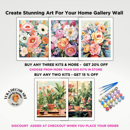 PAINT by NUMBER Kit Adult Garden Spring Flowers StillLife Colourful Wall Art Easy Beginner Acrylic Paint DIY Kit Teen Gift