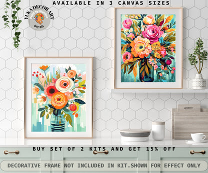 Flower Vase PAINT by NUMBER Kit for Adults Spring Flowers Painting Easy Beginners Acrylic Paint DIY Kit Gift For Girlfriend