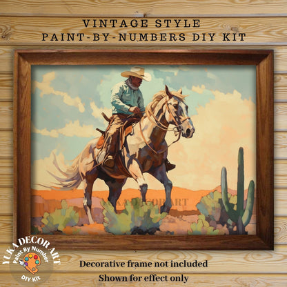 Cowboy PAINT by NUMBER Kit Adult Desert Horse Grand Canyon  Southwestern Vintage Style Art Easy Beginner Oil Painting DIY Kit  Gift For Dad