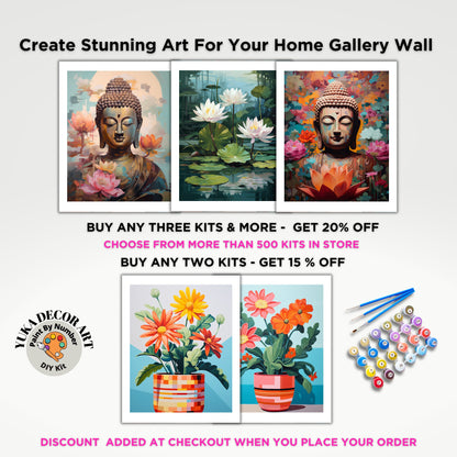 PAINT by NUMBERS Kit For Adults Buddha Pink Lotus Flower DIY Vibrant Acrylic Paint Kit Zen Meditation Zen Studio Wall Art Gift Housewarming