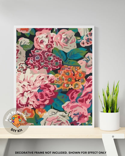 Garden Flowers PAINT by NUMBER Kit for Adults , Spring Flowers Abstract ,Easy DIY Beginners Paint Kit ,Living Bedroom Wall Art Decor