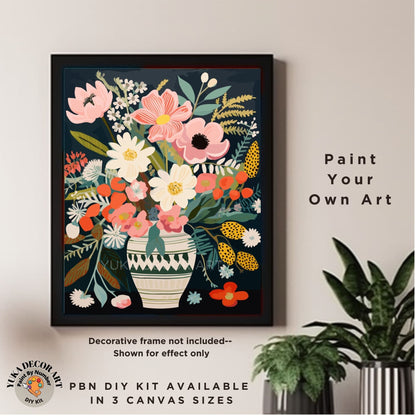 Floral Modern PAINT by NUMBER Kit Adults Still life Vase Flowers DIY Painting Easy Acrylic Paint Kit Living Wall Art  Gift
