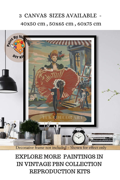 Vintage Paint By Number Set of 2, Flamenco  Dancer Couple, Gift for Mom Grandmom, Vintage Wall Art