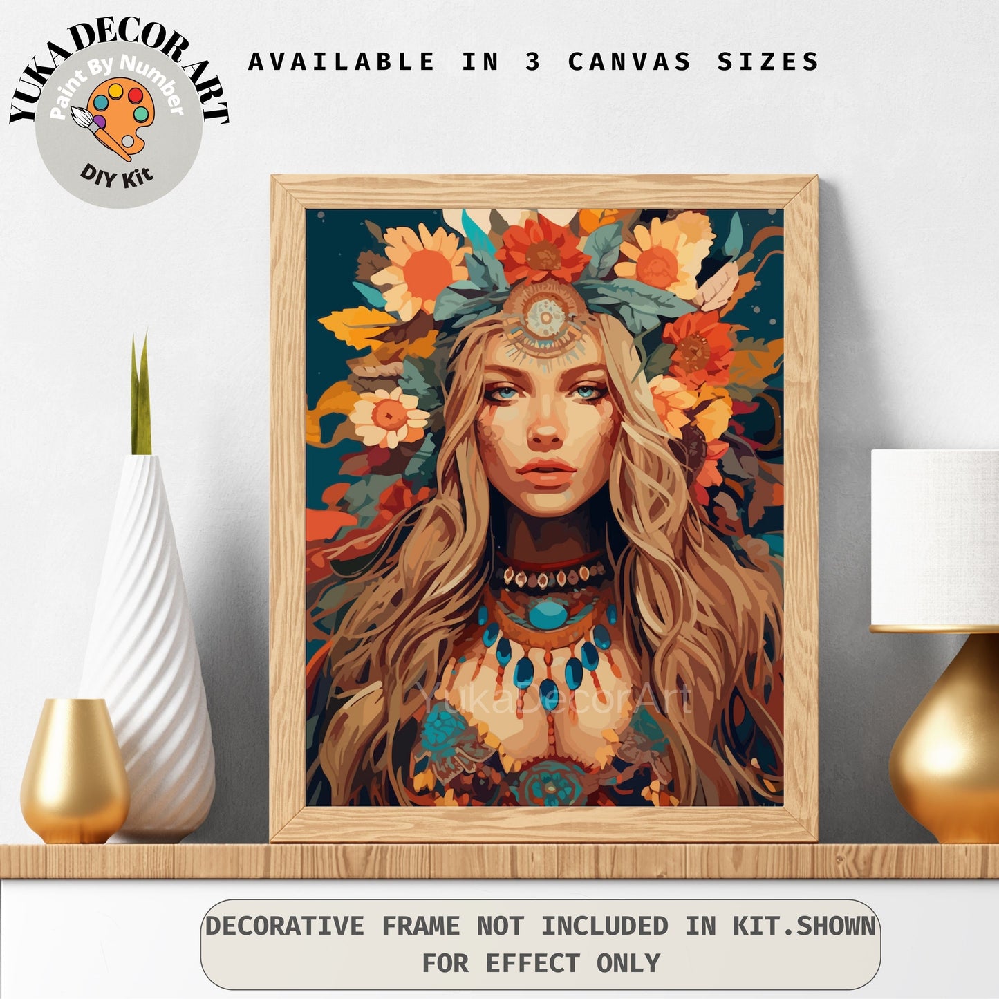 Boho Flower Woman PAINT by NUMBERS DIY Kit Gift Adults Easy Beginners Painting Kit Home Decor Art Bday Gift Girlfriend Wife