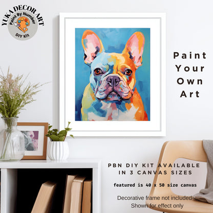 Colorful Pug PAINT by NUMBER Kit Adult , Dog Pop Art , Easy Beginner Acrylic Painting DIY Kit , Diy Gift For Dad Grandpa