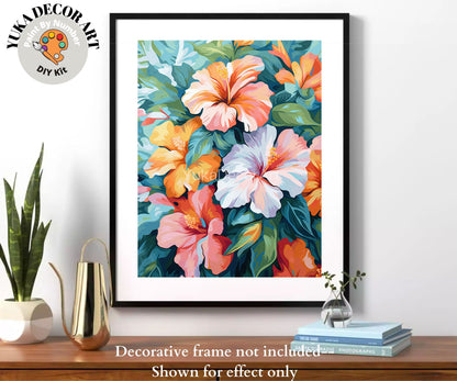 PAINT by NUMBER Kit for Adults Tropical Flowers Art Easy Beginner Acrylic DIY Paint Kit Wall Art Gift Mom Sister Girlfriend