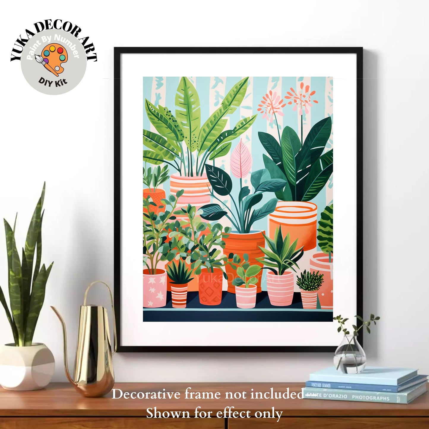 House Plants PAINT by NUMBERS Kit for Adults Minimalistic Chic DIY Painting Easy Beginners Hobby Painting Kit Wall Art Gift Mum Plant Lover