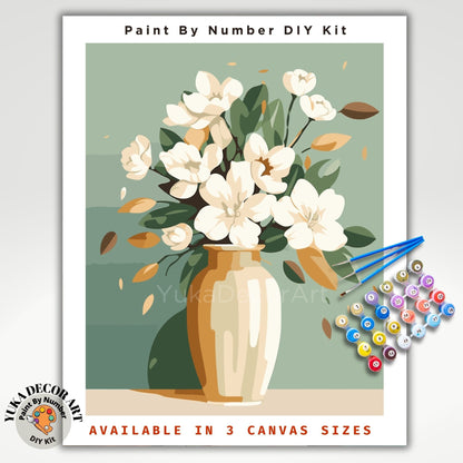 Flowers PAINT by NUMBER Kit for Adults Modern Vase Still Life DIY Painting Easy Beginners Paint Hobby Kit Living Wall Decor Art Mom Gift