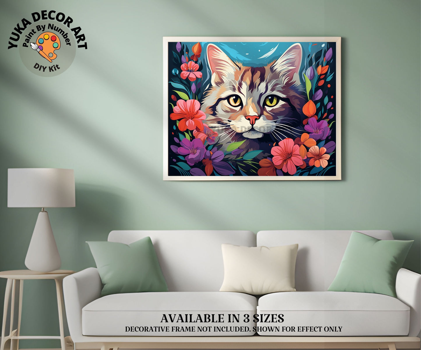 Cat PAINT by NUMBER Kit Adult DIY Art Orange Vibrant Floral Easy Beginner Acrylic Painting Birthday Housewarming Custom Gift For Kids Teens