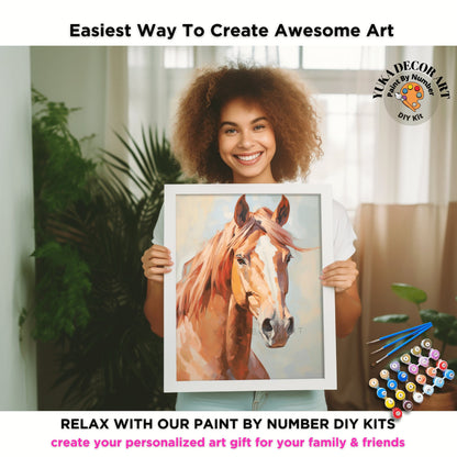Stallion Horse PAINT by NUMBER Kit Adult Ranch Farmhouse Country Decor Horse Portrait Beginner Acrylic Painting DIY Kit Grandpa Dad Gift