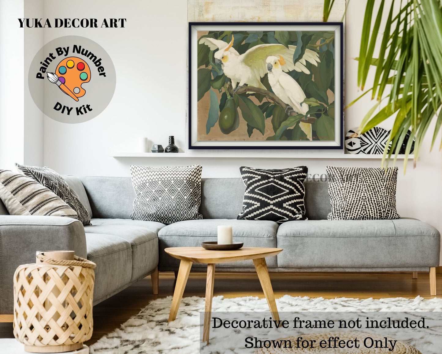 Sulphur Crest White Cockatoo PAINT by NUMBER Premium DIY Paint Kit Adult , Vintage Style Easy Beginner Painting Gift