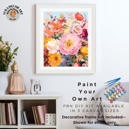 Flowers PAINT by NUMBER Kit for Adults Wildflowers Garden DIY Painting Floral Easy Beginners Painting Hobby Kit Decor Gift