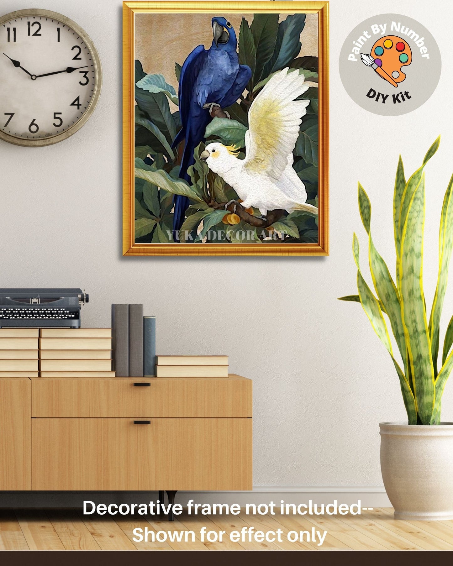 Vintage Style  PAINT by NUMBER Premium DIY Paint Kit Adult ,White Cockatoo Birds In Tropical Garden  , Easy Beginner Painting Gift