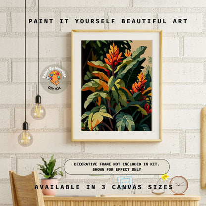 PAINT by NUMBER Kit  Adults ,Tropical Leaves ,Abstract Garden Plants Art ,Easy DIY Beginners Acrylic Paint Kit ,Living Bedroom Wall Art Gift