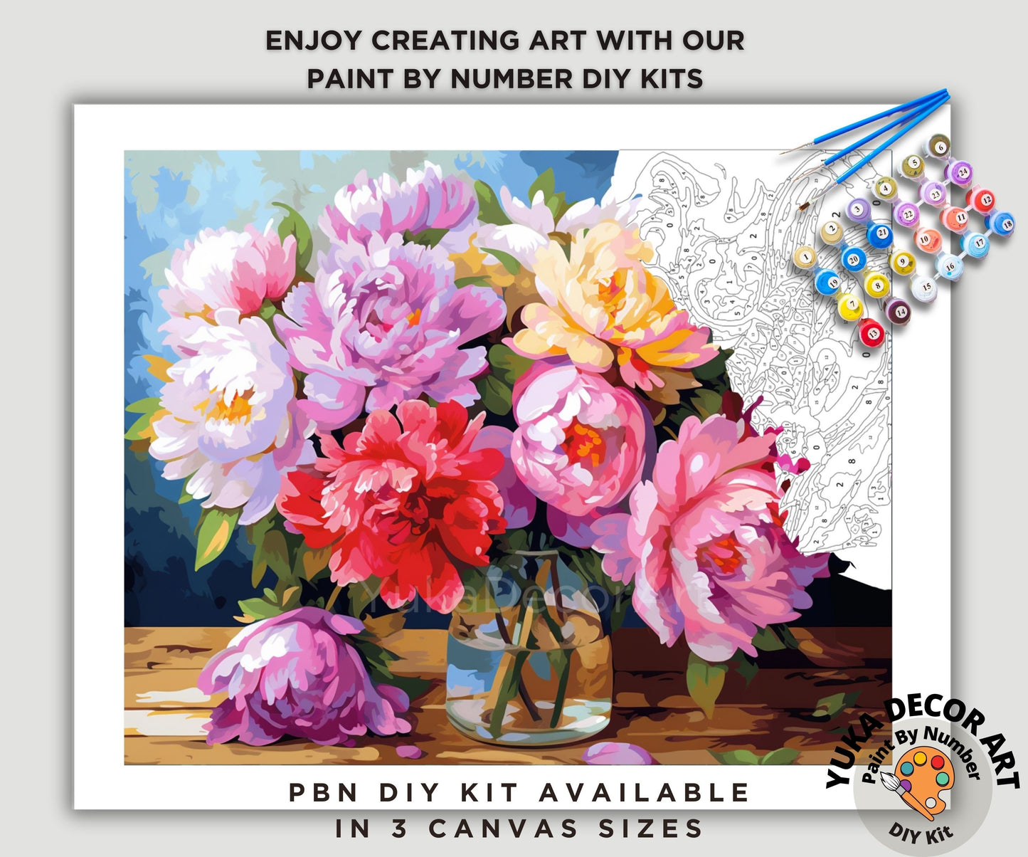 Spring Flowers Vase PAINT by NUMBER Kit Adults Still Life Vintage Style DIY Painting Easy Beginners Wall Art Housewarming Gift Mom Sister