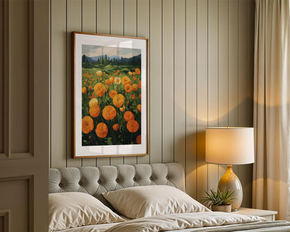 PAINT by NUMBER Kit  Adult Landscape Valley Orange Yellow Poppy Flowers Colourful Art Easy Beginner Acrylic Painting DIY Kit Mom Dad Gift