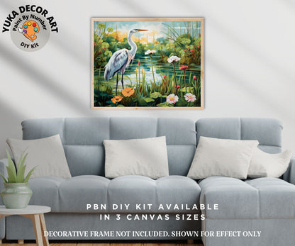 White Heron PAINT by NUMBER Kit Kids Adult Painting DIY by Numbers Easy Beginners Birthday Gift For Her Mom Grandmother Wall Art Home Decor