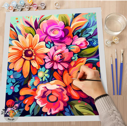 Garden Flower PAINT by NUMBERS Kit for Adults Abstract Flowers Paint Kit Easy Beginners Acrylic Paint DIY Kit Gift for Mom