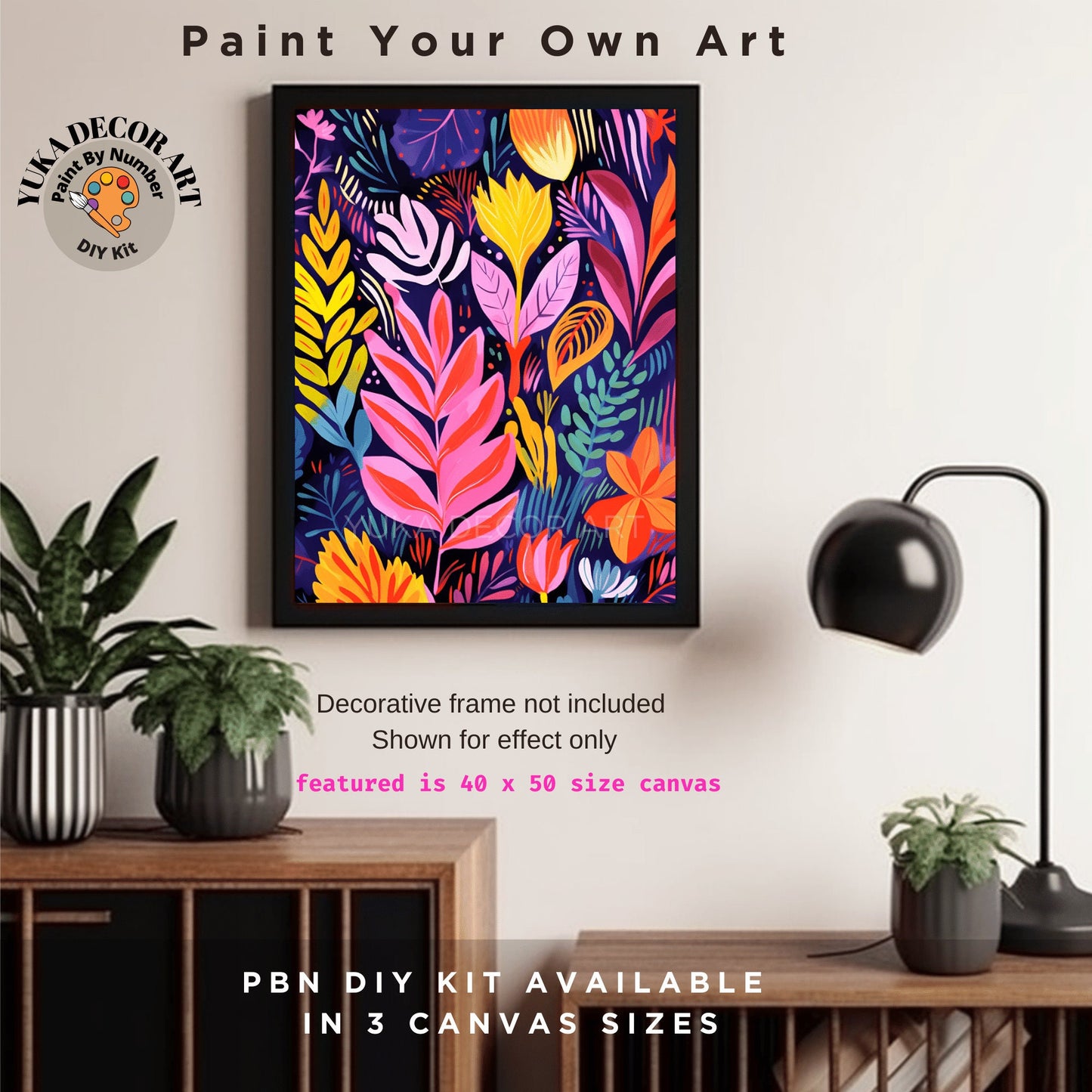 Vibrant Floral PAINT by NUMBERS Kit Adult Flowers Freestyle Illustration Easy Beginner DIY Painting Kit Birthday Gift For Aunt Girlfriend