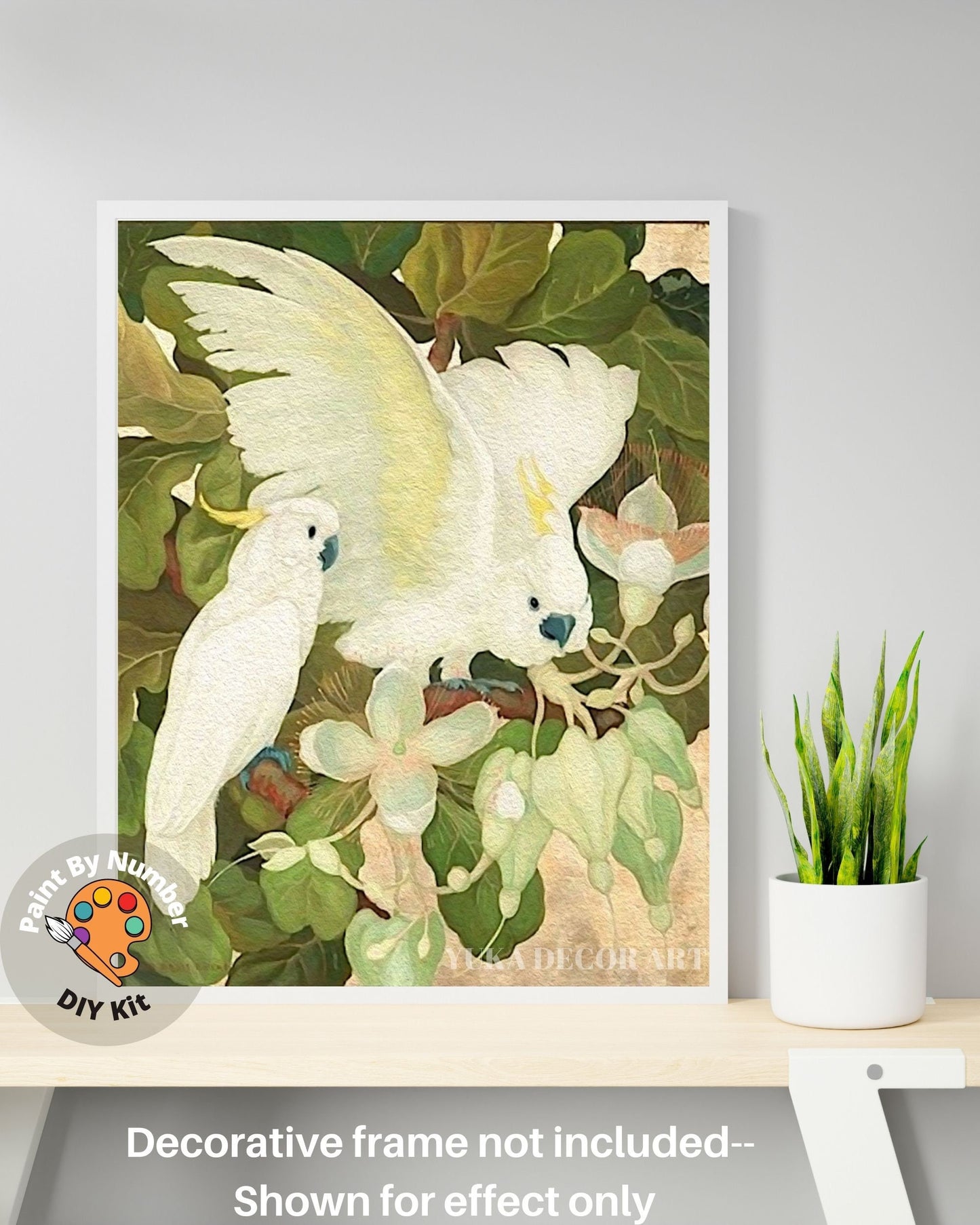 Tropical Garden PAINT by NUMBER Premium DIY Paint Kit Adult , Yellow CockatooVintage Style Easy Beginner Painting Gift