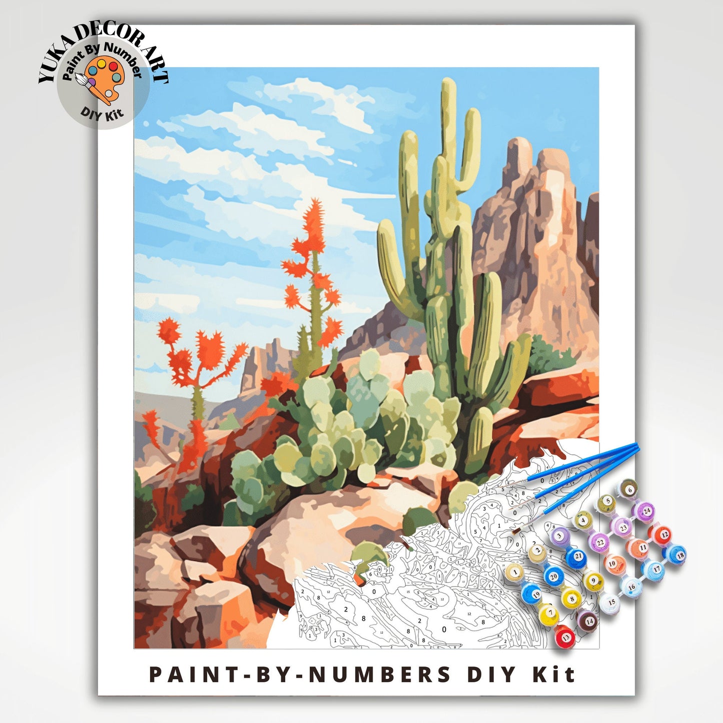 SouthWestern Landscape PAINT by NUMBER Kit Adult Desert Painting Easy Beginner DIY Painting Ranch Decor Housewarming Gift for Mom Girlfriend
