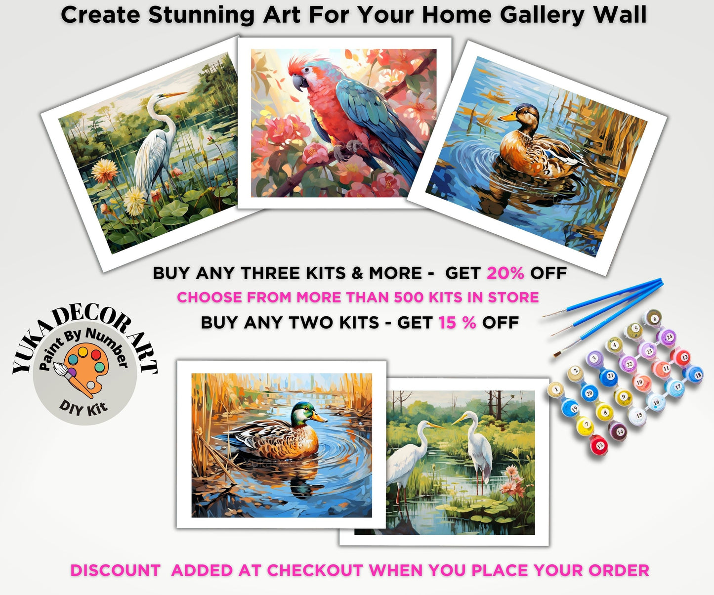 Duck In Lake PAINT by NUMBERS Kit Adult Painting DIY by Numbers Easy Beginners Birthday Gift For Her Mom Wife Grandma Wall Art Home Decor