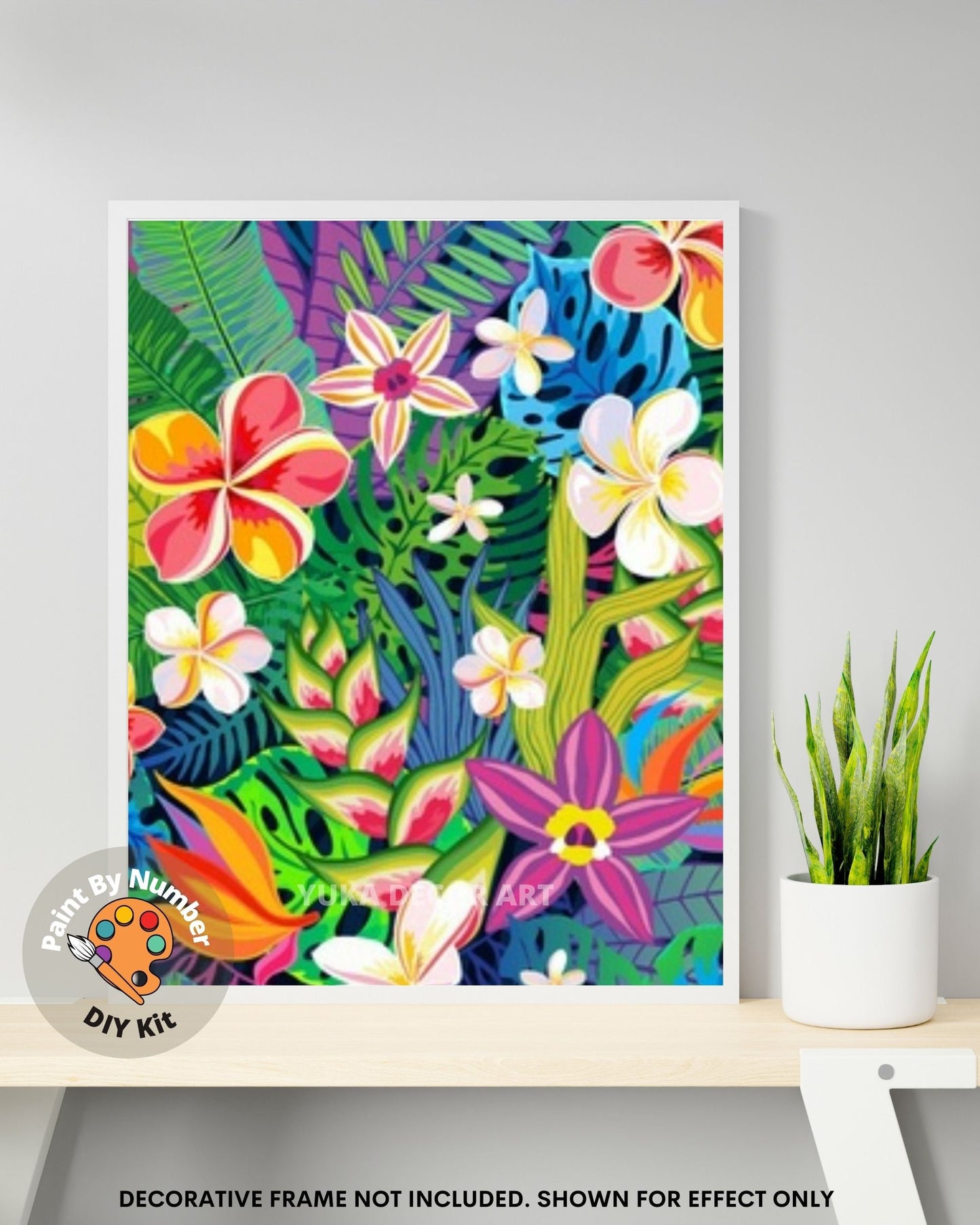Tropical Flowers PAINT by NUMBER Kit for Adults ,Garden Bouquet Plants,Easy Beginners Acrylic Paint DIY Kit ,Living Bedroom Wall Art Decor