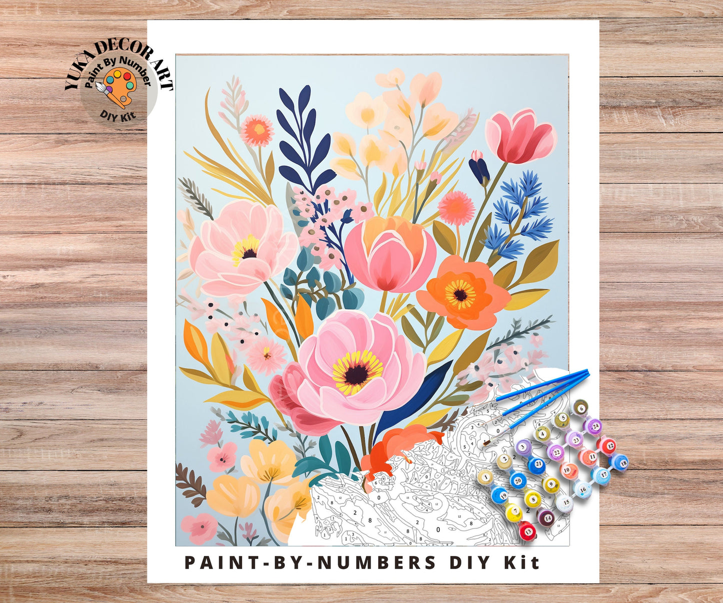 Springflowers PAINT by NUMBER Kit Adults WildFlower Garden DIY Painting Easy Beginners Hobby Kit Wall Art Housewarming Gift Girlfriend Mom