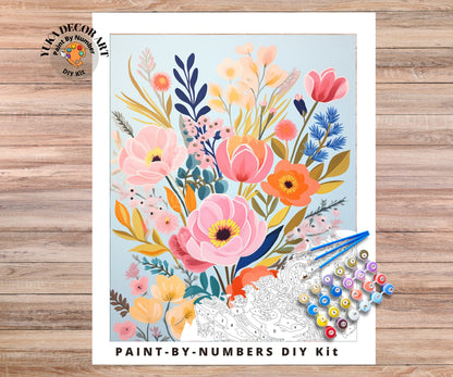 Springflowers PAINT by NUMBER Kit Adults WildFlower Garden DIY Painting Easy Beginners Hobby Kit Wall Art Housewarming Gift Girlfriend Mom