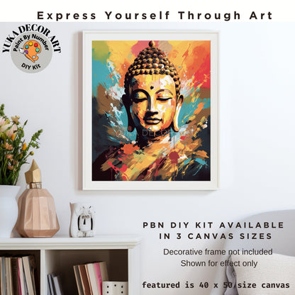 Buddha PAINT by NUMBERS Kit For Adults Buddha Statue Vibrant Multicolour Abstract Art DIY Paint Kit Zen Meditation Studio Wall Decor Gift