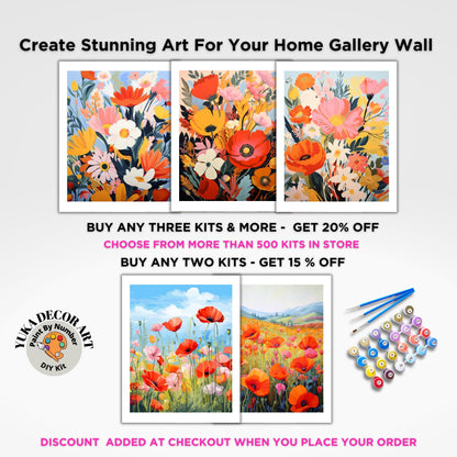 Red Poppies Floral PAINT by NUMBER Kit for Adults  Mountain Flowers Painting Easy Beginners Acrylic Paint DIY Kit Wall Art Decor Gift Mom