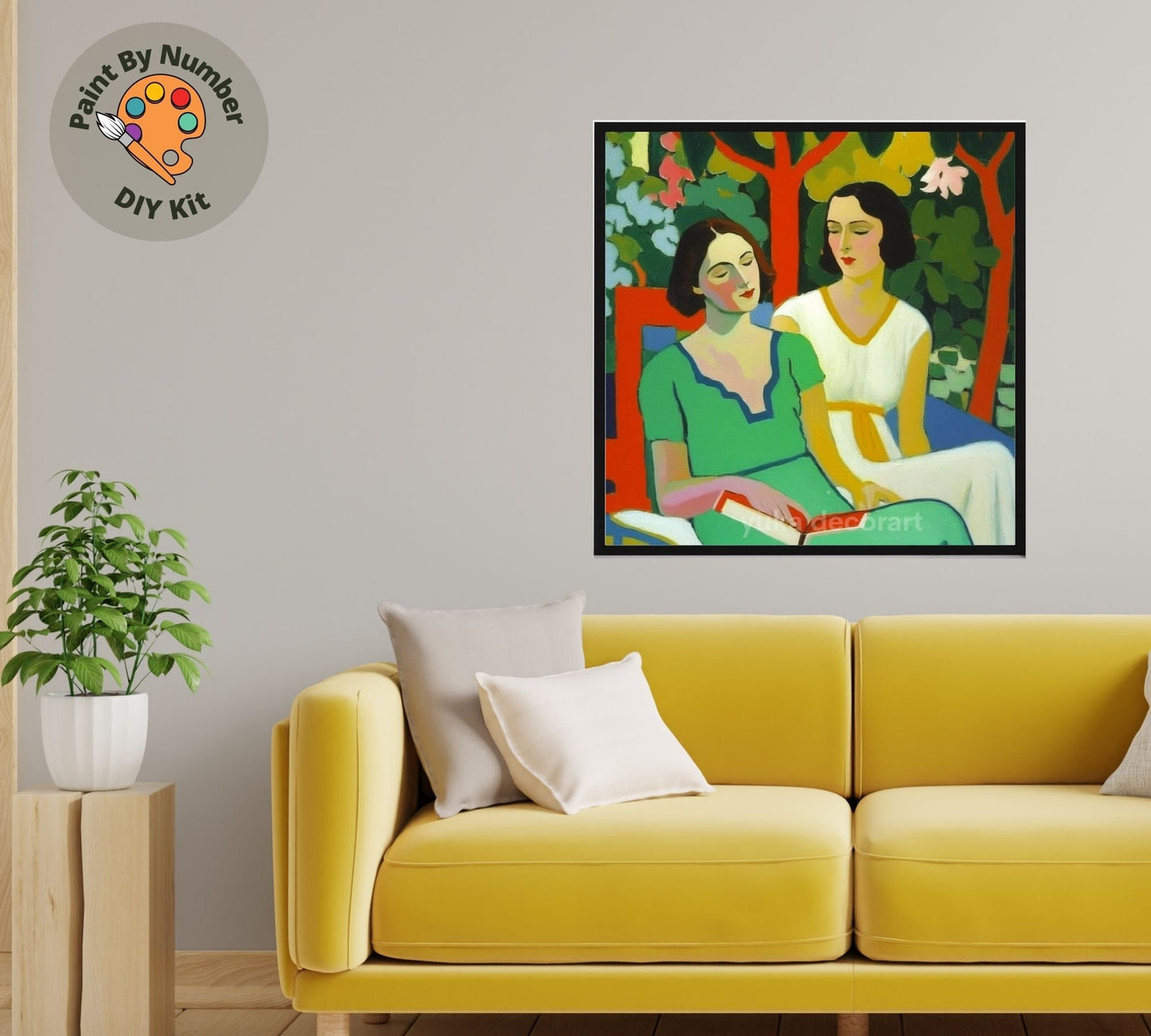 Matisse Inspired PAINT by NUMBER Kit Adult Women Portrait Friends Chatting Mid Century Ambience Easy  Acrylic Painting Decor Gift Girlfriend