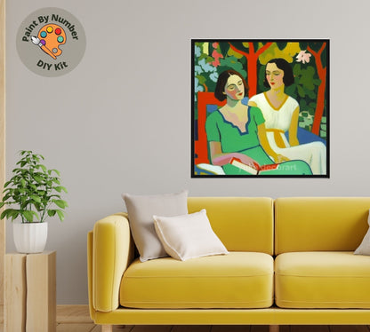 Matisse Inspired PAINT by NUMBER Kit Adult Women Portrait Friends Chatting Mid Century Ambience Easy  Acrylic Painting Decor Gift Girlfriend