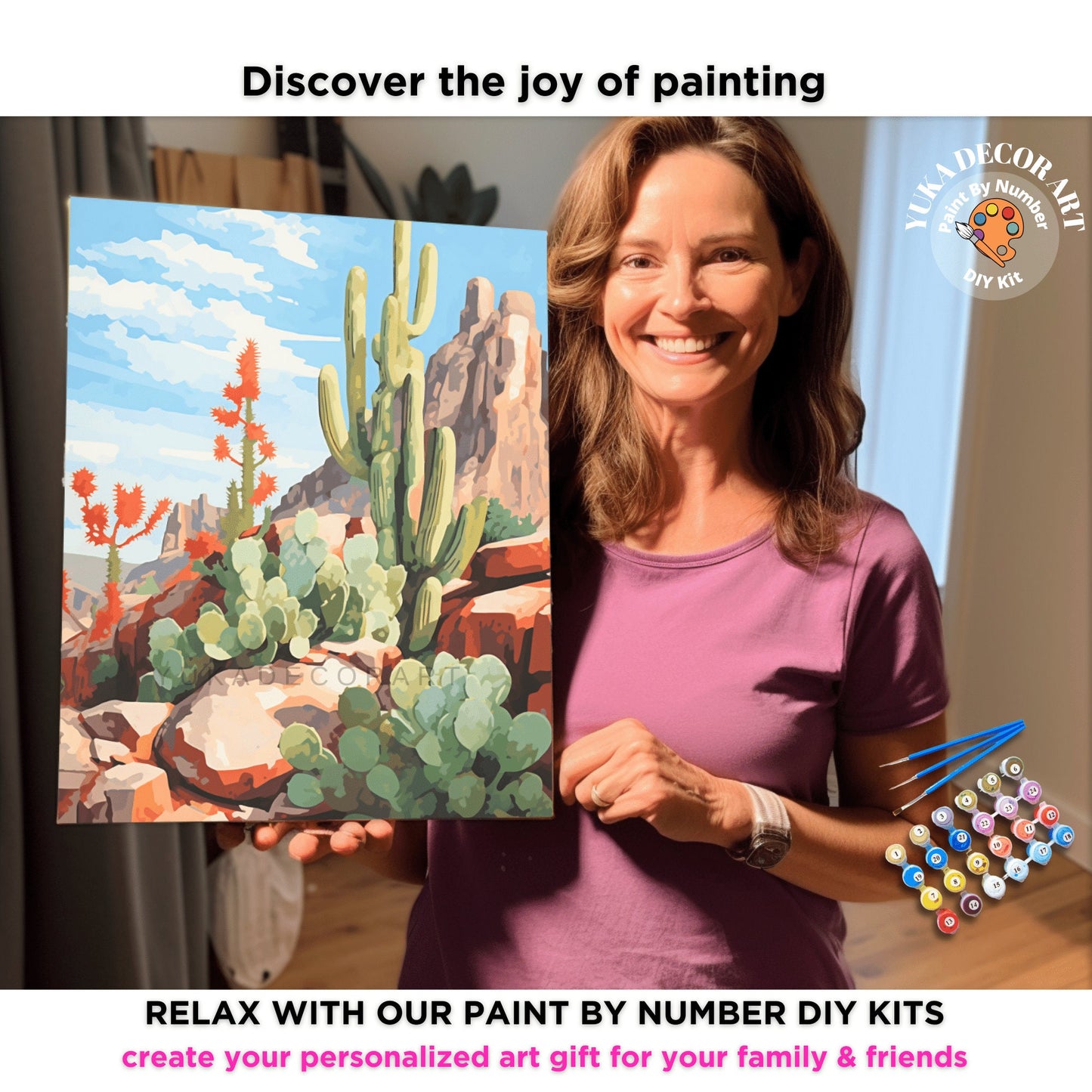 SouthWestern Landscape PAINT by NUMBER Kit Adult Desert Painting Easy Beginner DIY Painting Ranch Decor Housewarming Gift for Mom Girlfriend