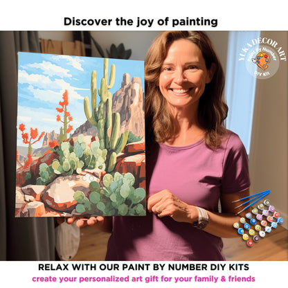 SouthWestern Landscape PAINT by NUMBER Kit Adult Desert Painting Easy Beginner DIY Painting Ranch Decor Housewarming Gift for Mom Girlfriend