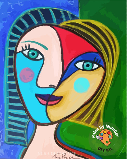 Picasso PAINT by NUMBER Kit for Adults ,Portrait Reproduction Canvas ,Easy Beginners Acrylic Paint DIY Kit ,Living Bedroom Wall Art Decor
