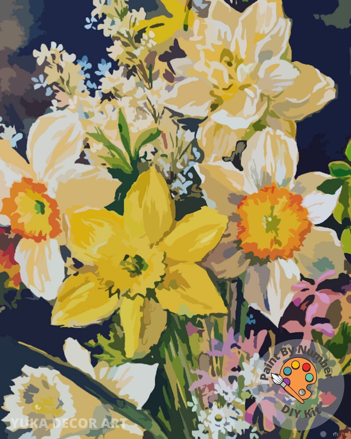 Spring Flowers Paint by Number Kit Adult, Floral Still Life Painting,Easy Beginner Acrylic Paint Kit,Gift For Mom, Home Decor Gift