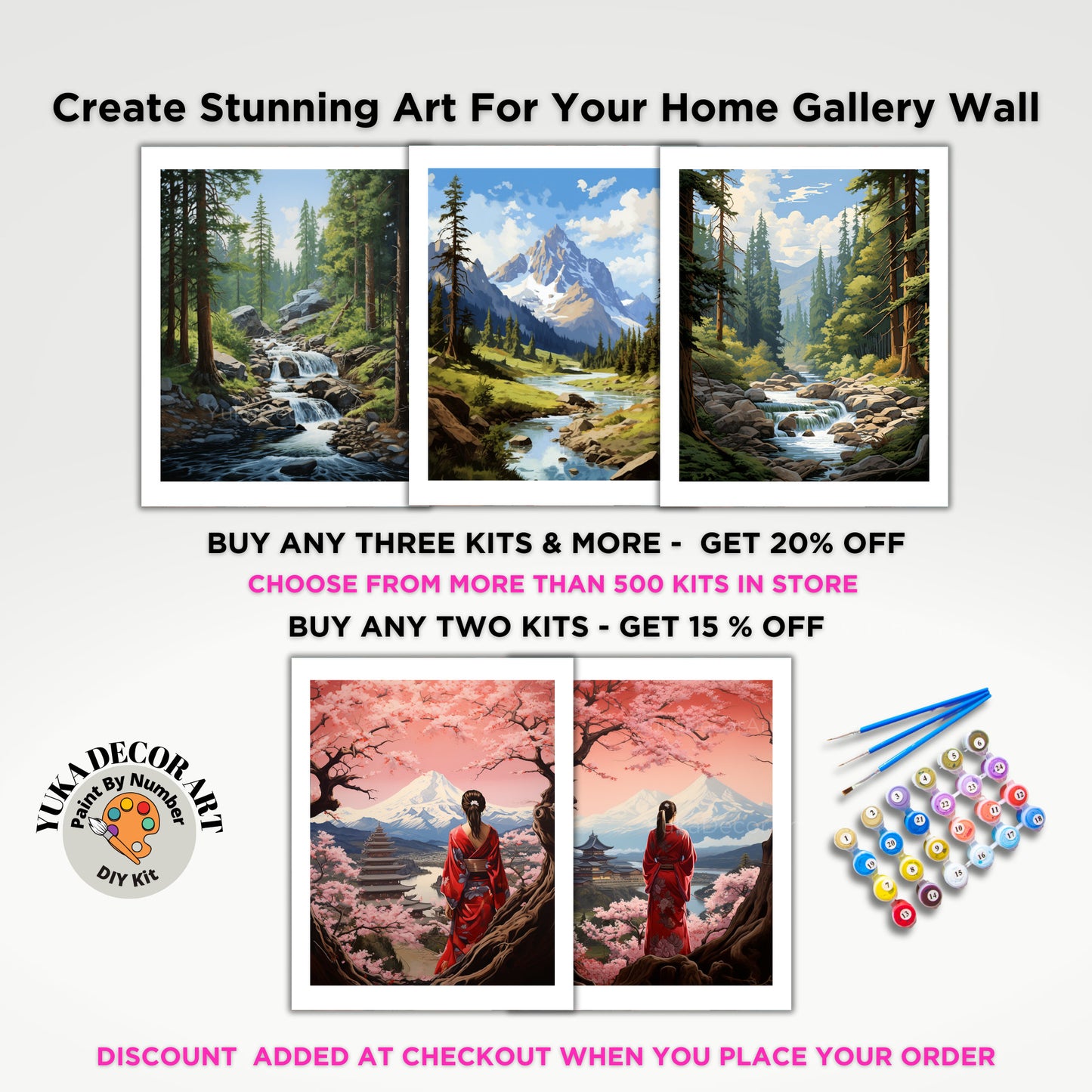 Mt.Fuji PAINT by NUMBER Kit Adults  Beginner DIY Art Kit Pink Cherry Blossoms Japan Woman Acrylic Painting Wall Art Decor Gift For Mom Aunt