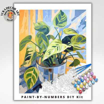 Indoor Plant PAINT by NUMBERS Kit for Adults Minimalistic Chic DIY Painting Easy Beginners Hobby Painting Kit Wall Art Gift Mum Plant Lover