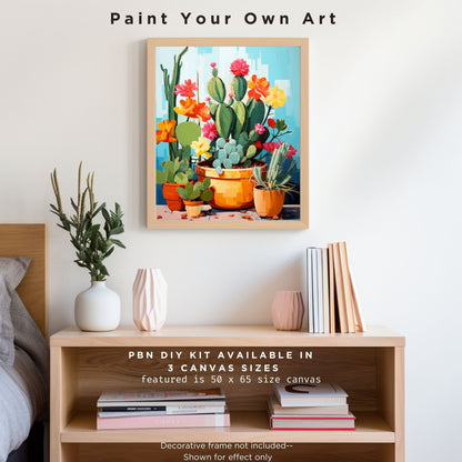 PAINT by NUMBERS Kit for Adults Minimalist Vibrant Cactus Art Easy Beginners Colorful DIY Paint Kit Anniversary Gift Mom Girlfriend Mom Aunt