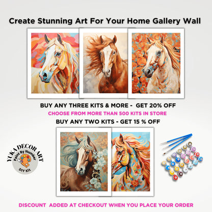 Boho Flowers Horse PAINT by NUMBER Kit Adult Free Wild Horse Easy Beginner Acrylic Painting DIY Kit | Grandpa Dad Art Gift