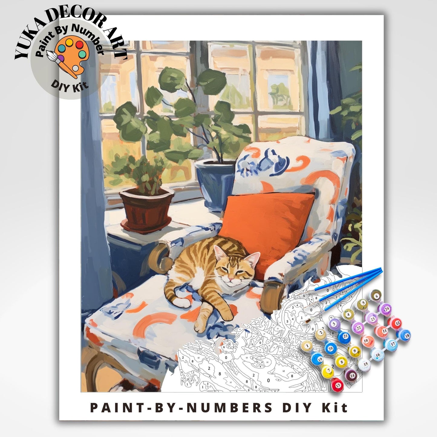 Vintage Art Inspired Cat PAINT by NUMBER Kit Adult Painting DIY Art Kit by Numbers Easy Beginners Birthday Gift For Friend Sister Wife Mom