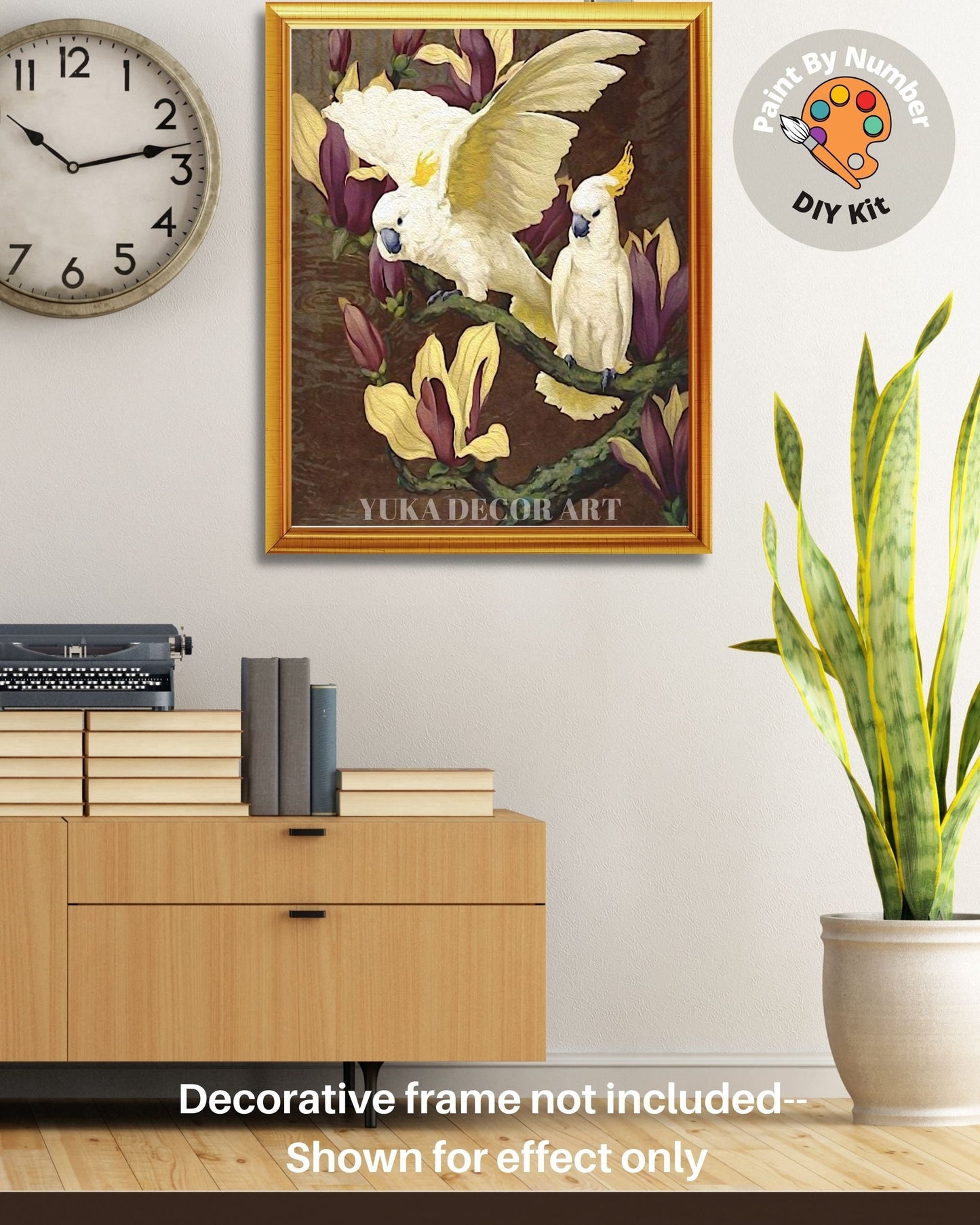 Yellow Cockatoo PAINT by NUMBER Premium DIY Paint Kit Adult , Tropical Garden Vintage Style Easy Beginner Painting Gift