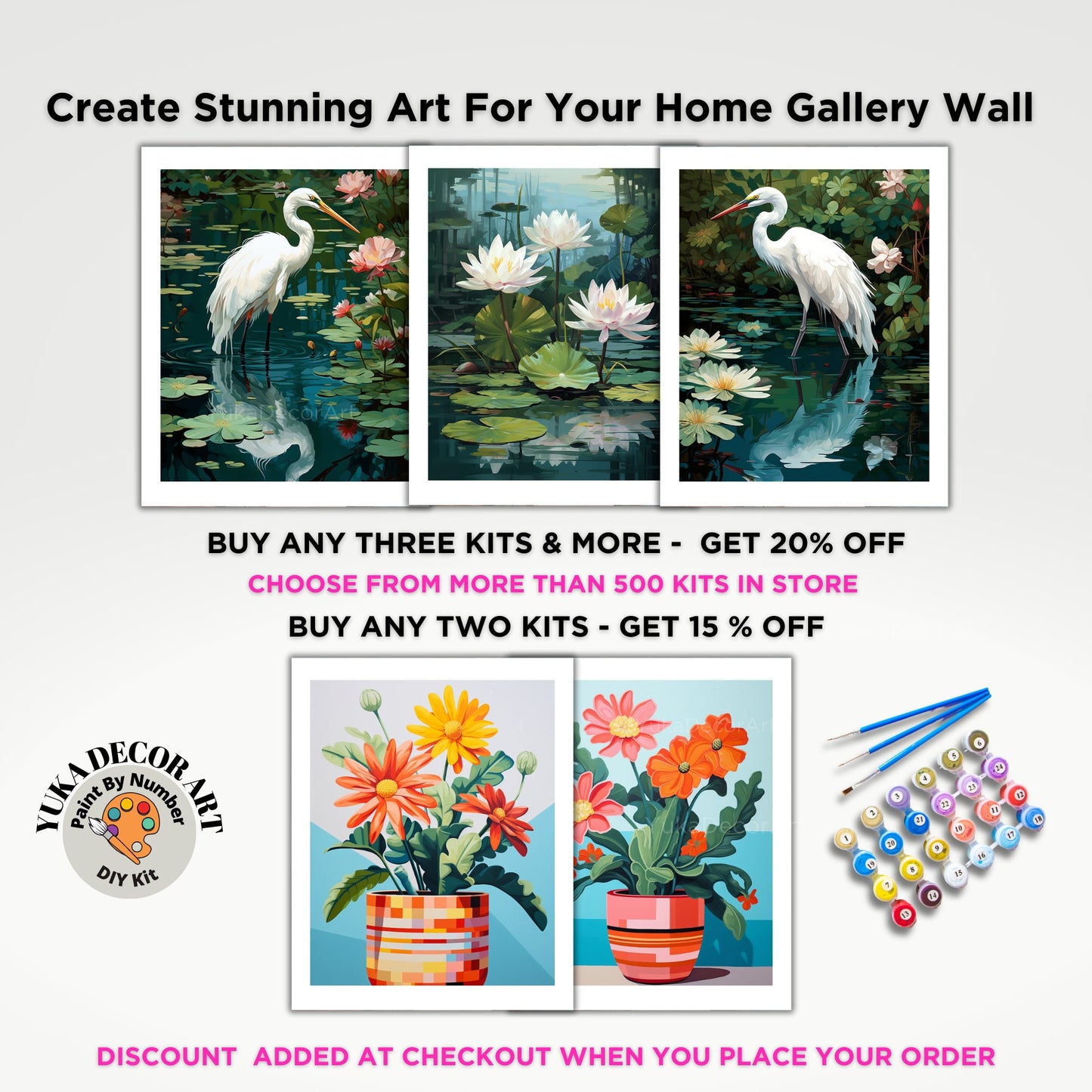 Nature PAINT by NUMBER Kit For Adults White Lilies Lake Flowers DIY Painting Easy Beginners Paint Kit Garden Lover Housewarming Decor Gift