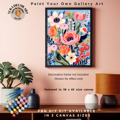 PAINT by NUMBER Kit Adult Garden Flowers Vintage Spring Colourful Wall Art Easy Beginner Acrylic Paint DIY Kit Mom Dad Gift