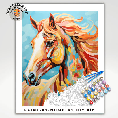 Boho Inspired Horse PAINT by NUMBER Kit Adult Colorful Horse Art Beginner Acrylic Painting DIY Kit Grandpa Dad Gift Housewarming Farmhouse