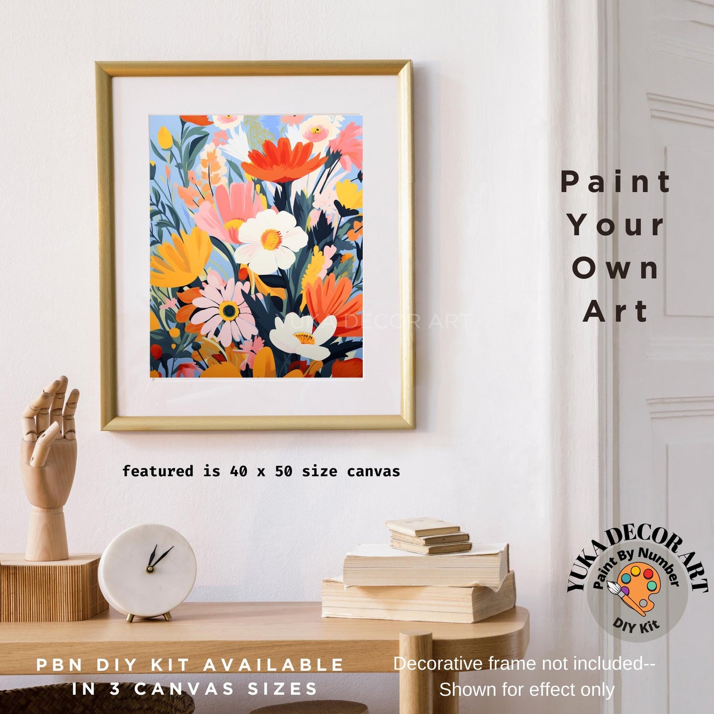 Floral PAINT by NUMBER Kit Adult Colorful Flowers Wall Art Easy Beginner Painting Acrylic DIY Activity Kit Anniversary Gift For Mom Grandma